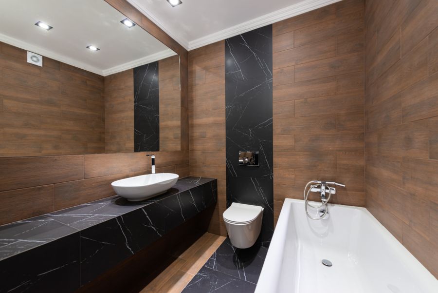 Master bath renovation with walk-in shower and new tile in Venice